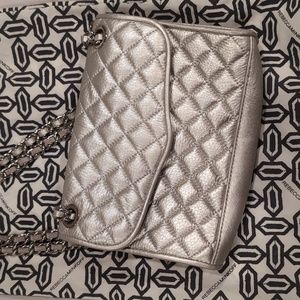 Rebecca Minkoff Silver Mini Affair Quilted Cross body/Shoulder bag